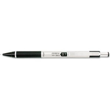 ZEBRA PEN Zebra M-301 Mechanical Pencil, 0.7 mm, Stainless Steel w/Black Accents Barrel 54310